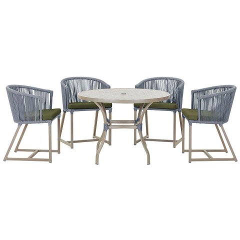 Mesa com 4 Cadeiras e Noronha Estofado 13 Trama Original Prata