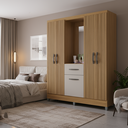 Ver imagem 1 de Guarda Roupa Casal 5 Portas 1 Gaveta Ripado Off WhiteAtlas Poquema