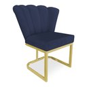 Ver imagem 1 de Poltrona Flor Veludo Azul Marinho Base Metálica Industrial Dourado - Pallazio