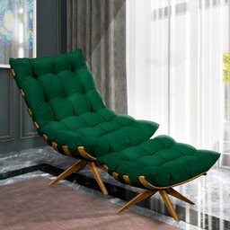 Poltrona Giratória Costela Suede Verde Base Madeira Ma25 - D'Rossi - 2