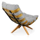 Ver imagem 5 de Poltrona Giratória Costela Suede Cinza Base Madeira Ma25 - D'Rossi