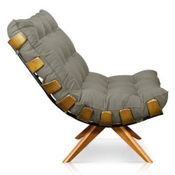 Poltrona Giratória Costela Suede Marrom Rato Base Madeira Ma25 - D'Rossi - 4