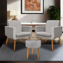 Ver imagem 1 de Kit 2 Poltrona Anita +puff Redondo Pés Palito Decorativo-me Ecommerce:cinza
