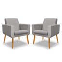 Ver imagem 2 de Kit 2 Poltrona Anita +puff Redondo Pés Palito Decorativo-me Ecommerce:cinza