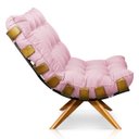 Ver imagem 4 de Poltrona Giratória Costela Suede Rosa Bebê Base Madeira Ma25 - D'Rossi