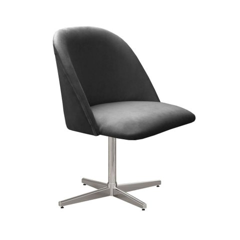 Poltrona Gaia Base Giratória de Metal Cor:Veludo Cinza 220