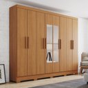 Ver imagem 1 de Guarda-Roupa Casal 8 Portas e 4 Gavetas com Espeho Prime Marrom/Cinamomo