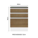 Ver imagem 3 de Balcão Armário de Cozinha 100% MDF 60 cm 3 Gavetas Branco/Rustic Acordes Madesa