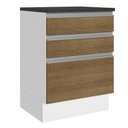Ver imagem 1 de Balcão Armário de Cozinha 100% MDF 60 cm 3 Gavetas Branco/Rustic Acordes Madesa