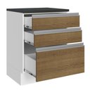 Ver imagem 4 de Balcão Armário de Cozinha 100% MDF 60 cm 3 Gavetas Branco/Rustic Acordes Madesa