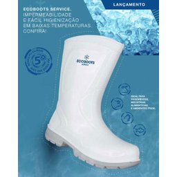 Bota Ecoboots Lyte - Cano Curto - Branca com Solado Gelo - Impermeável:42 - 3