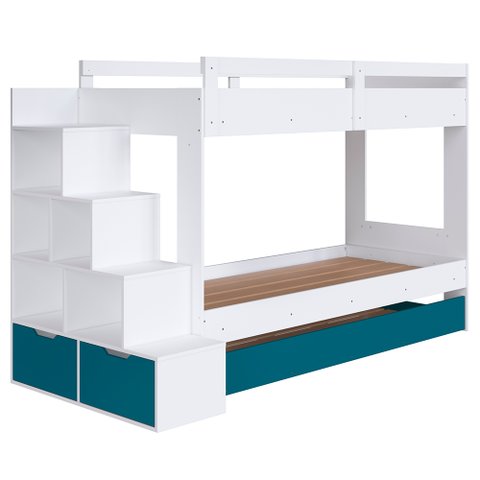 Treliche Infantil com Escada e Nichos Infix C06 Branco/azul - Mpozenato