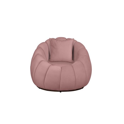Poltrona Concha 100cm Base Fixa com Almofada Veludo: Rosa