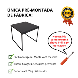 Mesa de Cozinha 4 Lugares Industrial Quadrada 80x80 Pe Metal Resistente a Água - 5