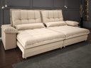 Ver imagem 1 de Sofá Bergamo 2,90m Retrátil e Reclinável Linho Soft Bege - Netsofas