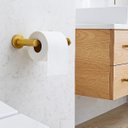 Ver imagem 2 de Papeleira Porta Papel Higiênico para Banheiro - Dourado Escovado - Drop Metais