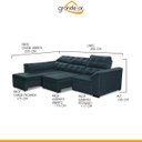 Ver imagem 3 de Sofá Canto Chaise e Retrátil 2,95M x 2,35M Mola Bonnel Pillow D28 Dallas Veludo Azul - Grandellar