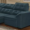 Sofá Canto Chaise e Retrátil 2,95M x 2,35M Mola Bonnel Pillow D28 Dallas Veludo Azul - Grandellar - 2