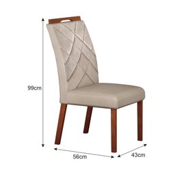 Kit 04 Cadeiras Sala de Jantar Larissa New Madeira Moveis Leifer Freijó, Joli Palha - 2