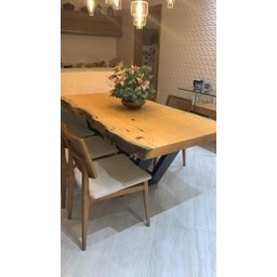 Mesa Jantar Madeira Pés de Ferro Estilo Industrial 1,60m - 1