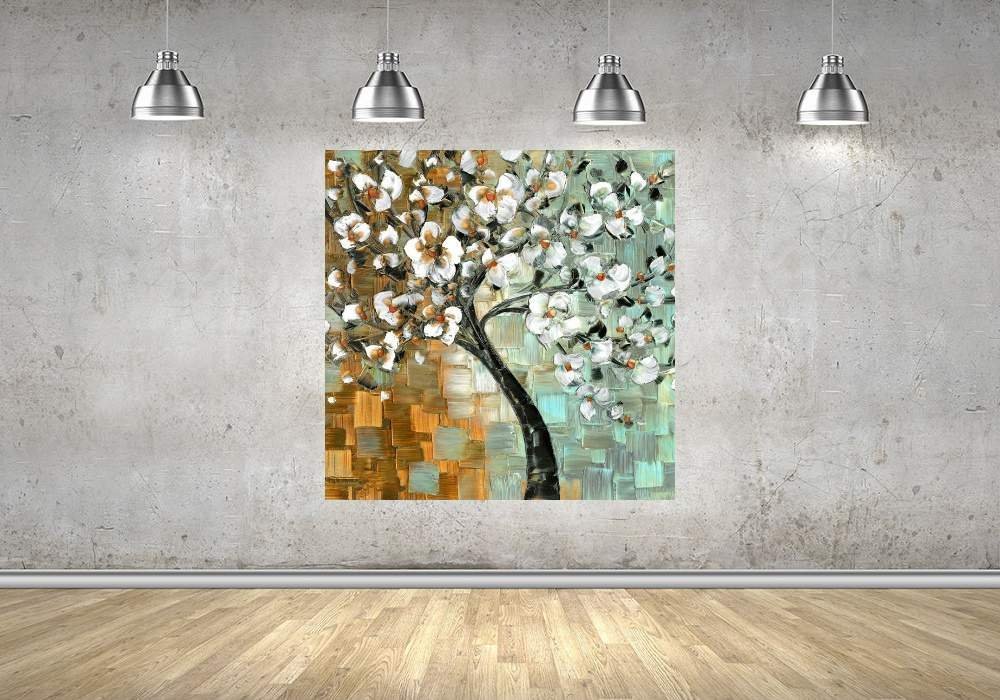 Quadro Pintura Tela Abstrato Moderno 2418: 90cm (A) x 90cm (L) - 4