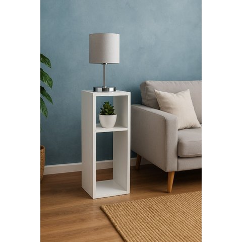 Mesa de Cabeceira Nicho Quarto Casal Solteiro Apoio de Cama:Branco