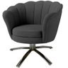 Poltrona Giratória Pétala em Linho Premium 06-chumbo Sua Casa Decorações - 2