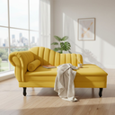 Ver imagem 2 de Recamier Decorativo Divã Amsterdã 147cm Lado Direito Couro Amarelo