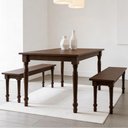 Ver imagem 3 de Mesa de Jantar 6 Lugares 160cm com 02 Bancos de Madeira Maciça Lazuli F06 Café - Lyam Decor