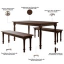 Ver imagem 5 de Mesa de Jantar 6 Lugares 160cm com 02 Bancos de Madeira Maciça Lazuli F06 Café - Lyam Decor