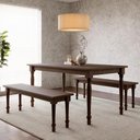 Ver imagem 4 de Mesa de Jantar 6 Lugares 160cm com 02 Bancos de Madeira Maciça Lazuli F06 Café - Lyam Decor