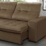 Sofá Canto Chaise 3,70M x 2,23M Retrátil Duplo Molejo Pillow Marselha Veludo Bege Escuro - Grandellar - 2