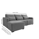 Ver imagem 3 de Sofá Baroni 7 Lugares 3,50m com Chaise Esquerdo em Linho e USB