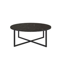Mesa de Centro Baixa Estilo Industrial Márquina Base Metálica Preto - D'rossi - 1