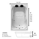Ver imagem 3 de Banheira Dupla Cabo Frio Combate com Hidro em Acrílico - 1.60x1.20x0.40 - 220v