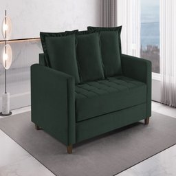 Sofa Cama Rocca Colchao Casal Pés de Madeira Talento Móveis - 1