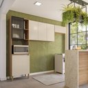 Ver imagem 1 de Cozinha Compacta 3 Peças 6 Portas 100% MDF sem Balcão Vert Plus Freijó/ Preto/Bege