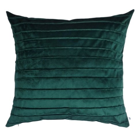 Capa para Almofada Drapeada Line em Veludo Quadrada Verde Escuro