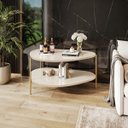 Ver imagem 1 de Mesa Lateral Orgânica 60cm Altura Pé Dourado:off White