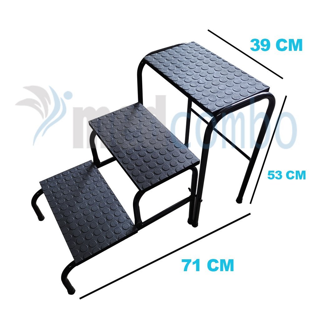 Escada Escadinha 3 Degraus Maca e Depilação Estética Preta Dobrável Medcombo - 3