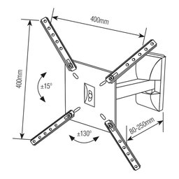 Suporte da Televisão Articulado Tv de 10" a 60" Smart Tv Vesa 400x400mm Sbrp130 Brasforma - 2