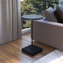 Ver imagem 2 de Mesa Lateral Redonda Estilo Industrial Márquina Base Metálica Preto 60 cm - D'Rossi
