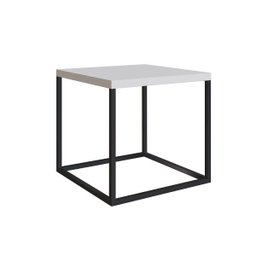 Mesa de Centro Cube Estilo Industrial Branco Fosco Base Metálica Preto 38 cm - D'Rossi - 1