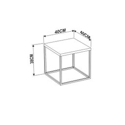 Mesa de Centro Cube Estilo Industrial Branco Fosco Base Metálica Preto 38 cm - D'Rossi - 2
