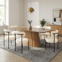 Ver imagem 1 de Mesa Jantar Vidro 160cm Kit 6 Cadeiras Base Aço Preto Boucle Ted H02 - D'Rossi