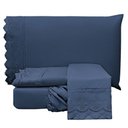 Ver imagem 1 de Jogo Cama Lençol Casa Scarpa Loren Casal Padrão Bordado Inglês Micro Percal 300 Fios 4 Peças -