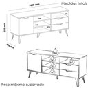 Ver imagem 4 de Rack Bancada Tv 60 Pol 140 Cm Grafite Prata Branco Carvalho Arly