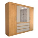 Ver imagem 4 de Guarda-roupa Casal Luxuria 4 Portas 6 Gavetas com Espelho Cinamomo/off White - Panorama Móveis