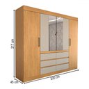 Ver imagem 5 de Guarda-roupa Casal Luxuria 4 Portas 6 Gavetas com Espelho Cinamomo/off White - Panorama Móveis