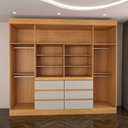 Ver imagem 6 de Guarda-roupa Casal Luxuria 4 Portas 6 Gavetas com Espelho Cinamomo/off White - Panorama Móveis